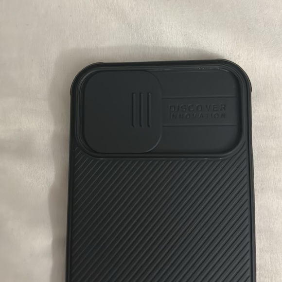 Black rubber like case with sliding camera protector for iPhone 12 Promax - Picture 3 of 5